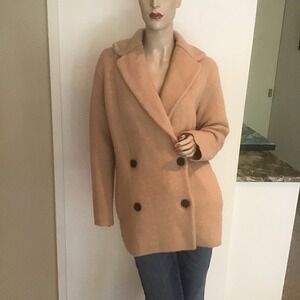 Vince Camel Wool Alpaca Blend Double Breasted Cardigan Sweater Coat Jacket XS